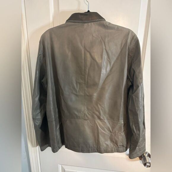 Theory men’s green Leather Jacket size m EUC - Picture 5 of 5